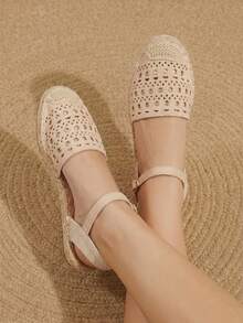 Styleloop Fashion Apricot Hemp Rope Bottom Women's Flat Sole Shoes Comfortable And Breathable Commuting Suitable For Outdoor Vacation Travel Beach Shopping Dail - Apricot - View 9
