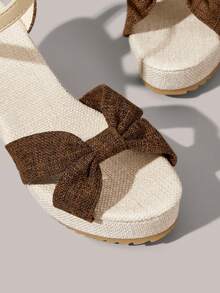 Styleloop Women's Wedge Heel Platform Sandals, Bohemian, Beach Vacation, Western Wind, Summer Wear, Travel Essentials - Coffee cloth - View 5