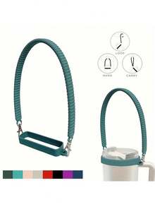 1 Pack Universal Durable Soft Silicone Non Slip Lightweight Water Bottle Carrier Strap Cup Holder Tumbler Accessory For Travel Outdoor Sports Gym Camping Hiking - A - View 7