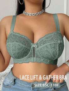 Divavoom Plus Size Lace Underwire Bra, 1pc - Dark Green - View 7