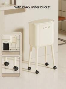 1PC Large Capacity Big Size No Bend High Foot Stand Movable With Wheels Luxury Elegant Design Modern Pattern Trash Can Garbage Bin For Kitchen Living Room Home Office Modern Home Decor Waste Management - Multicolor - View 3