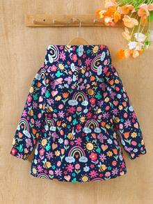 SHEIN 女童可愛印花保暖內裡加厚拉鍊外套，秋冬款 - 彩色 - 查看 3