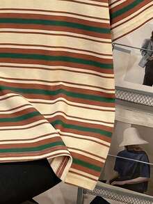 Manfinity Joysei Men's Colorblock Striped Patchwork Casual Versatile Commute Travel Short Sleeve Polo Shirt - Multicolor - View 3