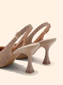 CUCCOO BASICS Nuevos zapatos de tacón alto versátiles y cómodos para mujer con lazo - Caqui - Ver 3