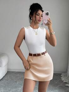 SHEIN Elenzya Women's Elegant Summer Tank Top & Skirt 2 Pieces Set - Multicolor - View 1
