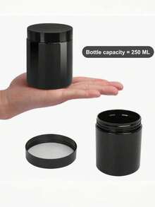 9 Pcs Black Plastic Jars With Lids, 7cm Diameter, Wide Mouth Design. Suitable For Storing Beads, Rhinestones, Sequins, Cosmetics, Lotions, Face Creams, Ointments And More. 7 Capacities Available For Selection. - Black - View 9