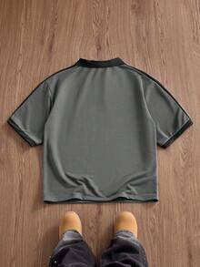 Manfinity BRENVOR Men's Personalized Print Polo Shirt, Summer - Dark Grey - View 2