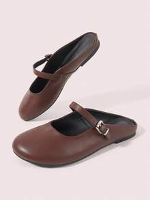 CUCCOO DOLLMOD Ladies Gentle Bow Women's Satin Low Vamp Mules Shoes - Coffee Brown - View 3