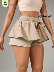 OutZeal Women Sports Skort Casual Travel A-Line Hem Built-In Short Athletic Skirt Summer Spring - Brown - View 1