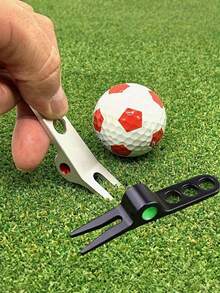 1PC Zinc Alloy Golf Divot Repair Tool Green Fork With Ball Marker Durable Rustproof Lightweight Portable Ergonomic Comfort Grip Black Silver 2 Colors Golf Course Outdoor Sports Accessories Perfect Gift For Golfers - Multicolor - View 4