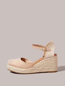Styleloop Sepatu Wedges & Platform Wanita, Gaya Bohemian, Liburan Pantai, Nuansa Barat, Pakaian Musim Panas, Perlengkapan Perjalanan - Aprikot - View 3