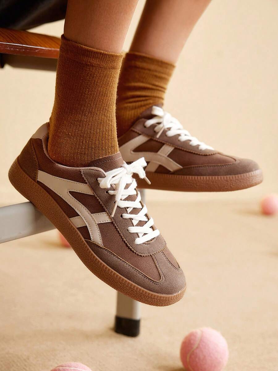 CUCCOO EASI Women's Casual Beige Simple Fashion Sneakers Back To School For Christmas - Brown - View 1