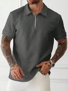 Manfinity Homme 男士大尺碼成熟休閒短袖 Polo 衫 - 深灰色 - 查看 3