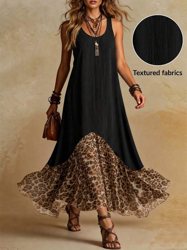 Solivie Women's Summer Vintage Boho Bohemian Black Dress, Elegant Vacation And Music Festival Outfit Beach Dance