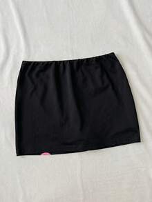 SHEIN Tween女孩白色花卉印花休閒裙，附內建內搭褲 - 黑色 - 查看 6