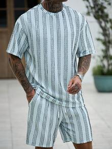 Manfinity CasualCool Men's Casual Fashion Versatile Knit Elegant T-Shirt Set - Green - View 3