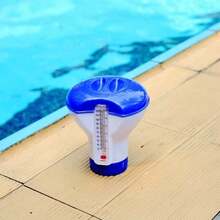 2-In-1 Swimming Pool Thermometer And Luxury Chemical Dispenser, Floating Swimming Pool Chlorine Dispenser Supporting 1.5 Inch Tablets, Adjustable Control Ring, Floating Pool Thermometer, Water Temperature Measurement Tool For Swimming Pools - A - View 6
