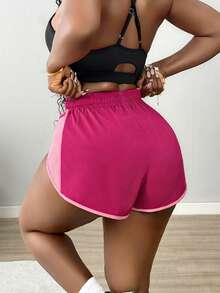 SHEIN Core Rhythm Women's Side Zipper Pocket 2 In 1 Sports Shorts - Hot Pink - View 2