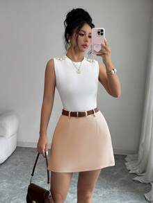 SHEIN Elenzya Women's Elegant Summer Tank Top & Skirt 2 Pieces Set - Multicolor - View 3
