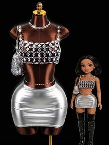 Mistrie Women's Rhinestone Sequin Camisole White Silver Sparkle Summer Techno Party Club Pool Rave Spaghetti Strap Bikini Tank Top Music Festival Y2K Sexy - Silver - View 1