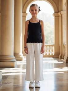 PrepCrw Young Girl Lettuce Trim Rib-Knit Cami Top - Black - View 4