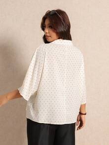 Elaquor 大尺碼夏季休閒波點印花襯衫 - 彩色 - 查看 2