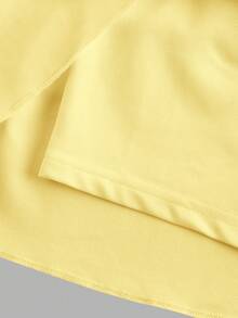 SHEIN Girlism Tween Girl Tween Girls Knitted Solid Color Cute Ruffle Layered Built-In Shorts Mini Skirt, Y2K, Fashionable Personalized - Yellow - View 4