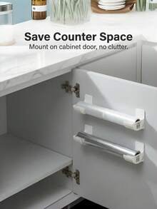 3Pairs Wall Mount Space Saving Large Capacity Kitchen Cabinet Organizer Rack For Cling Wrap Trash Bags Storage Holder Pantry Strong Durable - one size fits all - View 5