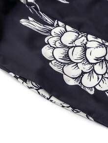 Irokai 日式傳統夏季女款兩件式浴衣和服，花卉印花，海軍藍，度假文化風（不含腰帶） - 藏蓝色 - 查看 7