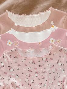 SHEIN 女嬰花卉印花上衣與長褲睡衣套裝 - 粉色 - 查看 5