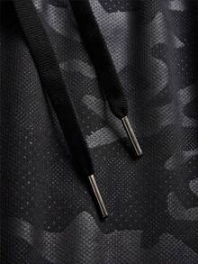Gym Rark Men's Minimalist Versatile Printed Drawstring Waist Double Layer Sports Shorts - Black - View 6