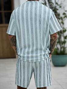 Manfinity CasualCool Men's Casual Fashion Versatile Knit Elegant T-Shirt Set - Green - View 2