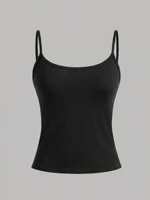 SHEIN Girlism 青少年女孩休閒百搭純色修身細肩帶背心 - 彩色 - 查看 4