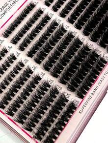 300pcs DIY Eyelash Extensions Kit, Fluffy Wispy Mixed 8-16mm Tray Lashes, 0.07mm Thin Soft Mink Strips For Home Salon Natural Volume Look - Black - View 10