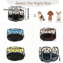 1PC Portable Foldable Pet Tent Kennel Octagonal Fence Puppy Shelter Easy To Use Outdoor Easy Operation Large Dog Cages Cat Fences - Multicolor - View 2