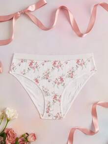 Elorette Pastoral Romantic Fresh Plus Size Jacquard Triangle Panties - White - View 8