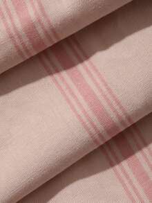 DAZY Minimalist Lapel Short Sleeve Loose Top & Casual Straight Leg Pants Striped 2 Pieces Set For Tween Girls Loungewear Summer - Watermelon Pink - View 6