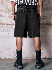 Skyrend Men's Dark Grey Distressed Vintage Streetwear Shorts,Summer ...