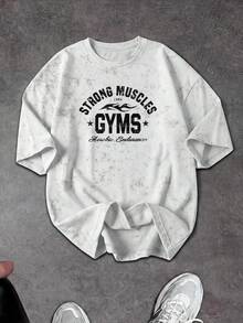 Sport MetroGents Men's Letter Print Short Sleeve Sports T-Shirt - White - View 4