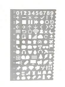 Joivida 1 Peça Régua Estêncil Multifuncional de Metal, Régua Molde Vazado de Aço Inoxidável com 60+ Formas, Molde Portátil DIY para Desenho para Diário, Scrapbooking, Estudo, Escritório & Viagem, com Ícones Fofos & Figuras Geométricas, 5 Estilos Disponíveis - Multicolor - Visão 9
