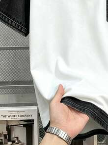 Daypath Men's Summer Casual Colorblock Patchwork Polo Shirt - Black and White - View 4