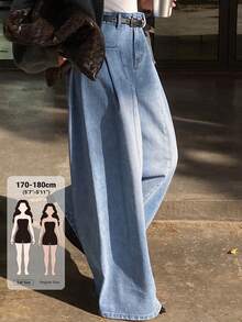 Dazy Tall Women's Regular Mid-Waist Loose Straight Leg Casual Denim Jeans Fall - Light Wash - View 1