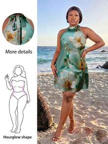 CurvyTilda 大尺碼復古風休閒極簡夏季洋裝，適合外出穿著的時尚優雅度假女款連身裙 - 彩色 - 查看 1