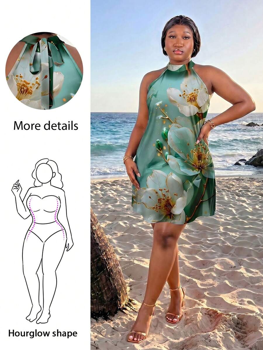 CurvyTilda 大尺碼復古風休閒極簡夏季洋裝,適合外出穿著的時尚優雅度假女款連身裙 - 彩色 - 查看 1