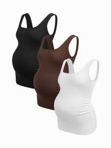 Modmama Maternity Casual Versatile Solid Color Fitted Tank Top - Multicolor - View 10