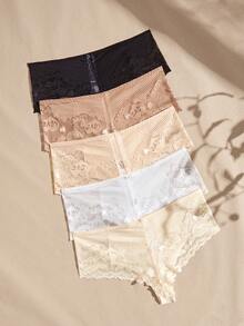 Lullawish Charm Series Lace Patchwork Thong 5pcs/Pack - Multicolor - View 2