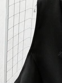 GlowEve CURVE 加大码黑色修身H型/微A型西装外套，配同色蕾丝领口 - 黑色 - 查看 3