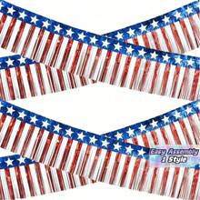 2 Stücke 4. Juli patriotischer Quasten-Vorhang Banner, 4. Juli Dekoration Rot Weiß Blau Quasten Dekoration 250. Jubiläumsfeier | Unabhängigkeitstag Outdoor Indoor Dekoration Party Geschenk patriotisches Flaggen Banner Dekoration - A - Übersicht 1