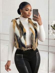 SHEIN Lady 新年女款大码拼色夹克 - 彩色 - 查看 8