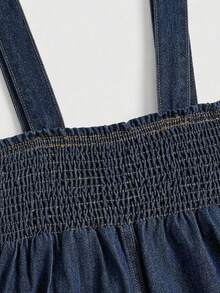 SHEIN MOD Jumpsuit Denim Longgar dengan Saku dan Kancing Serbaguna untuk Ukuran Plus - Aprikot - View 8